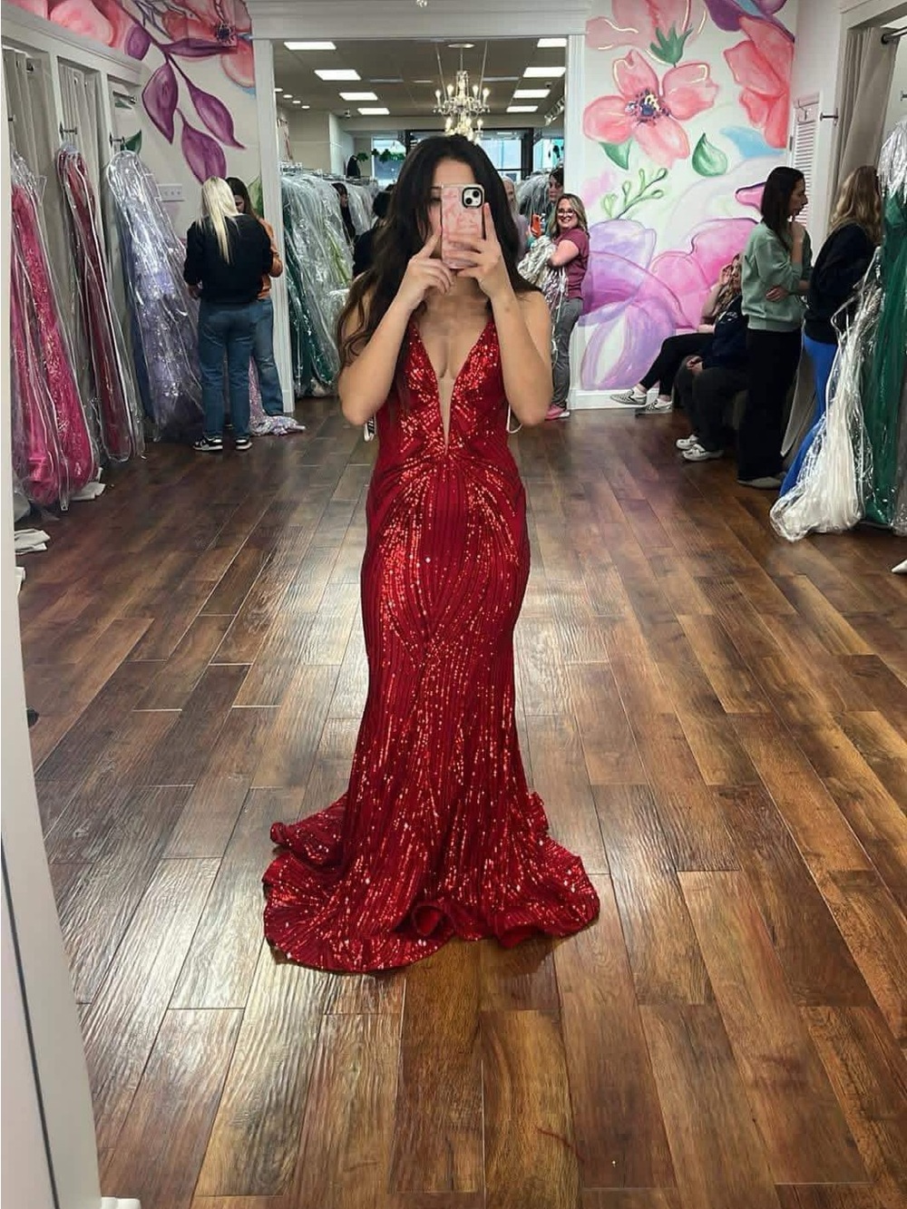 Jovani Sequin Plunge Mermaid Dress - Women - Picture 1 of 3